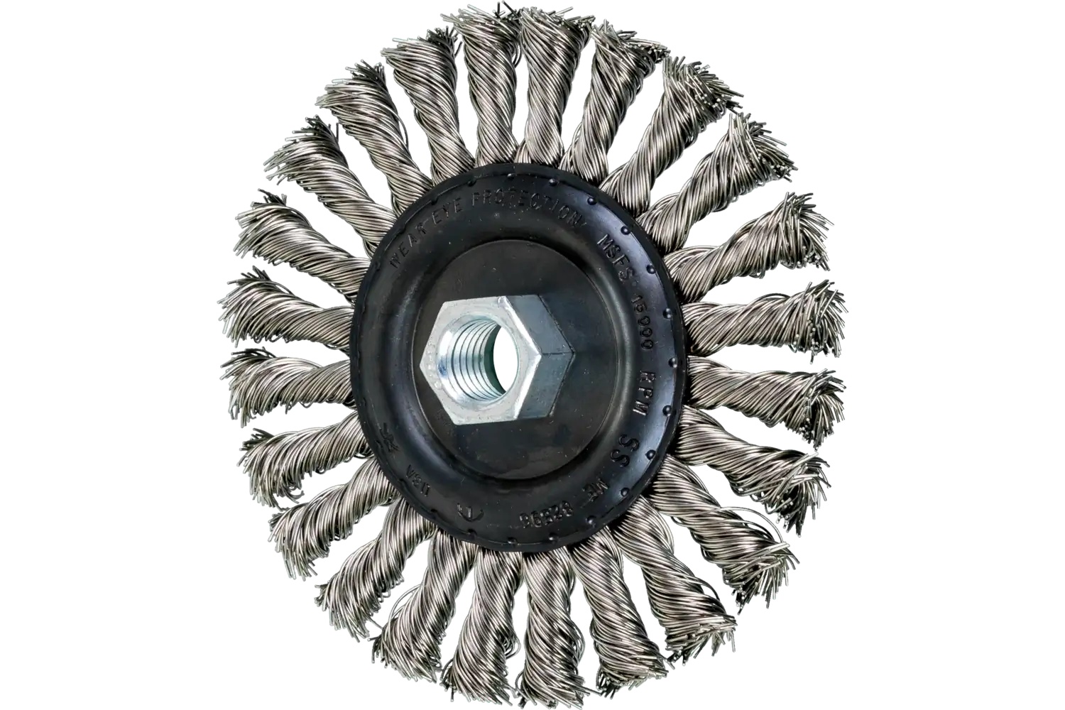 Picture of Pferd Standard Twist Knot Wire Wheel Brush 5" Dia. .020 Stainless Steel 5/8-11" Thread
